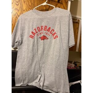 Arkansas Razorbacks Hanes Heavyweight T-Shirt Mens Medium Gray NCAA Graphic Tee